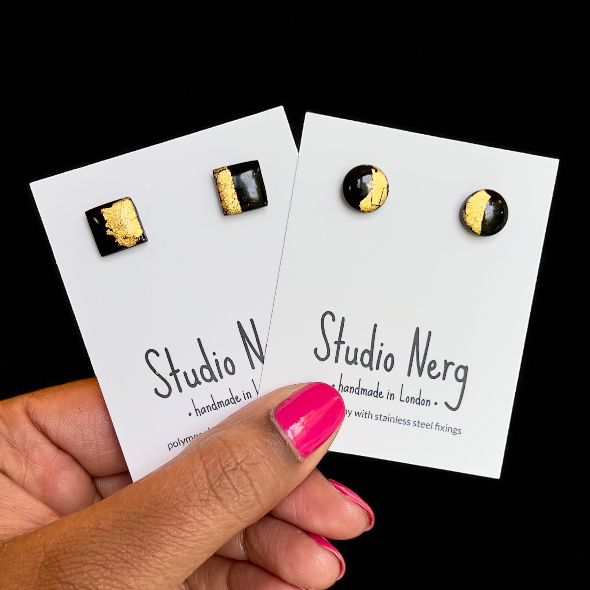 Black & Gold Split Studs