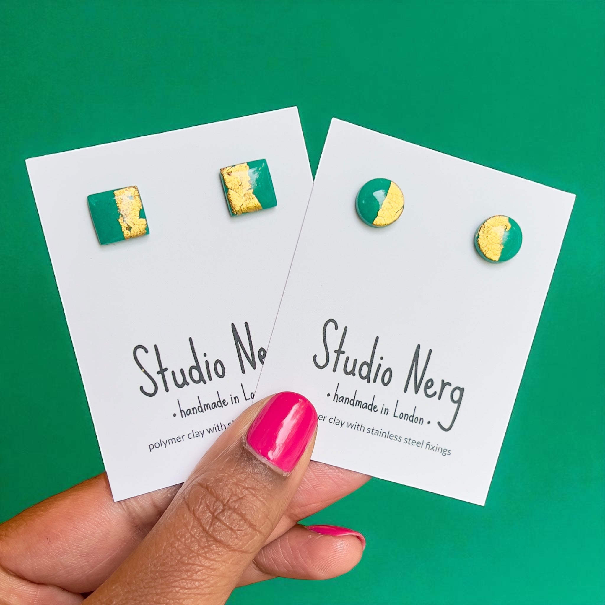 Green & Gold Split Studs