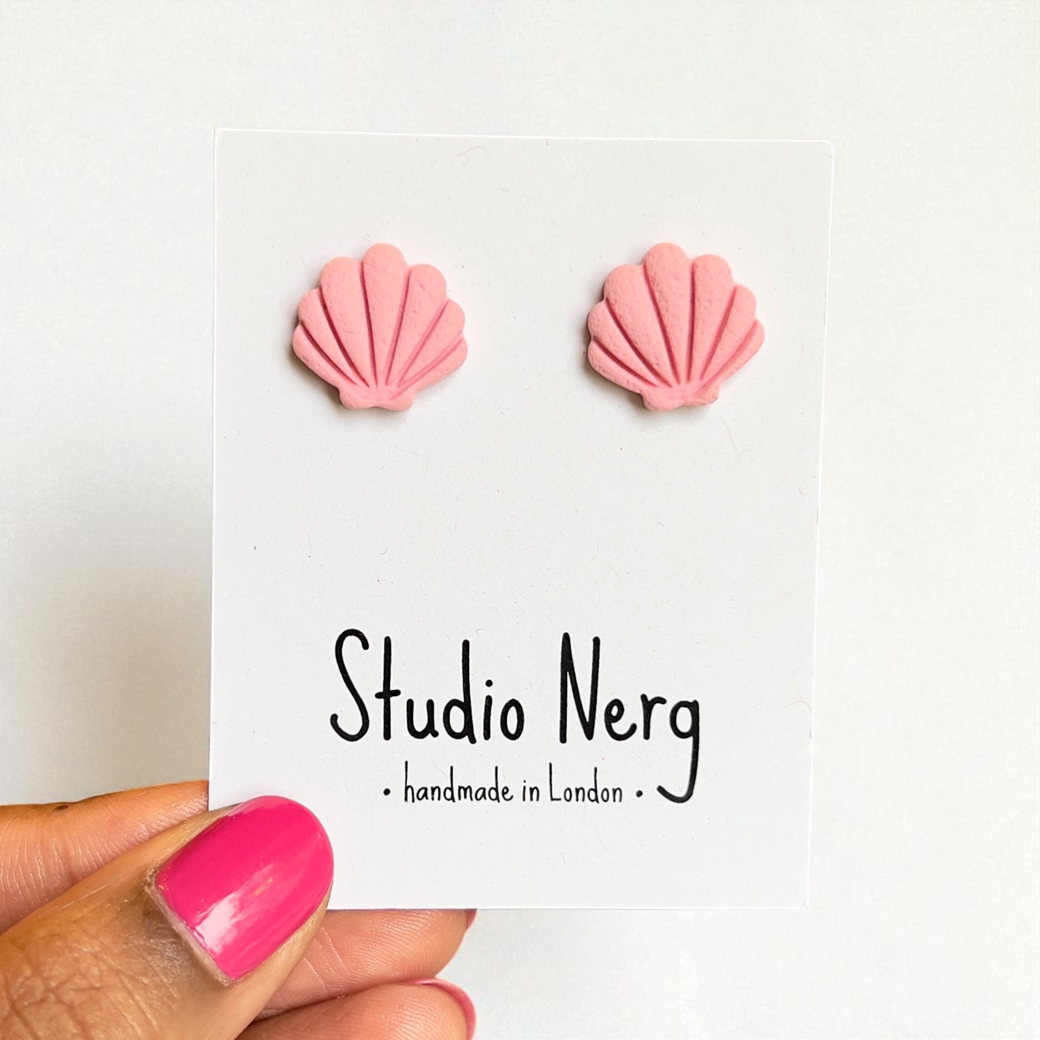 Pink Clam Shell Studs