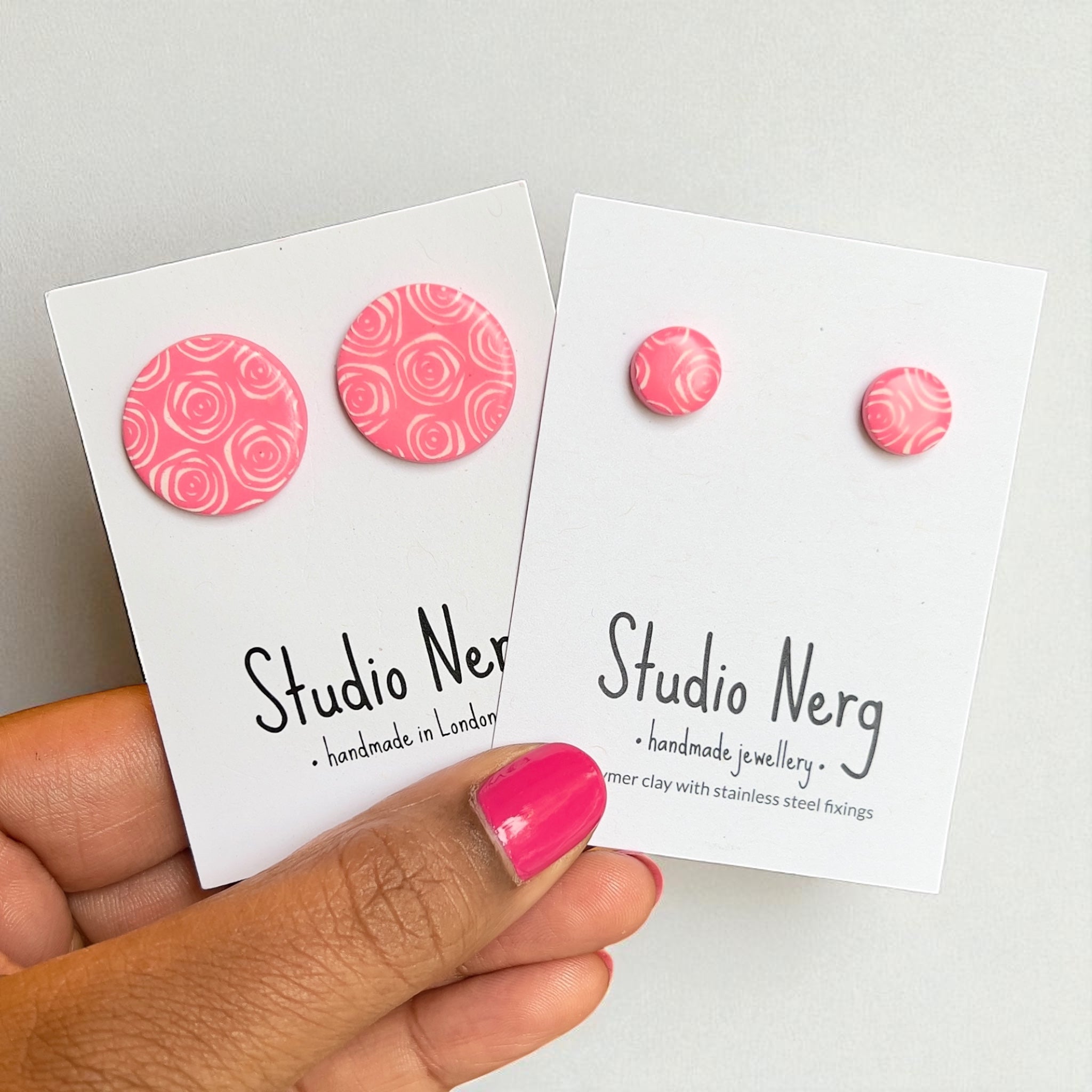 Pink Rose Print Studs