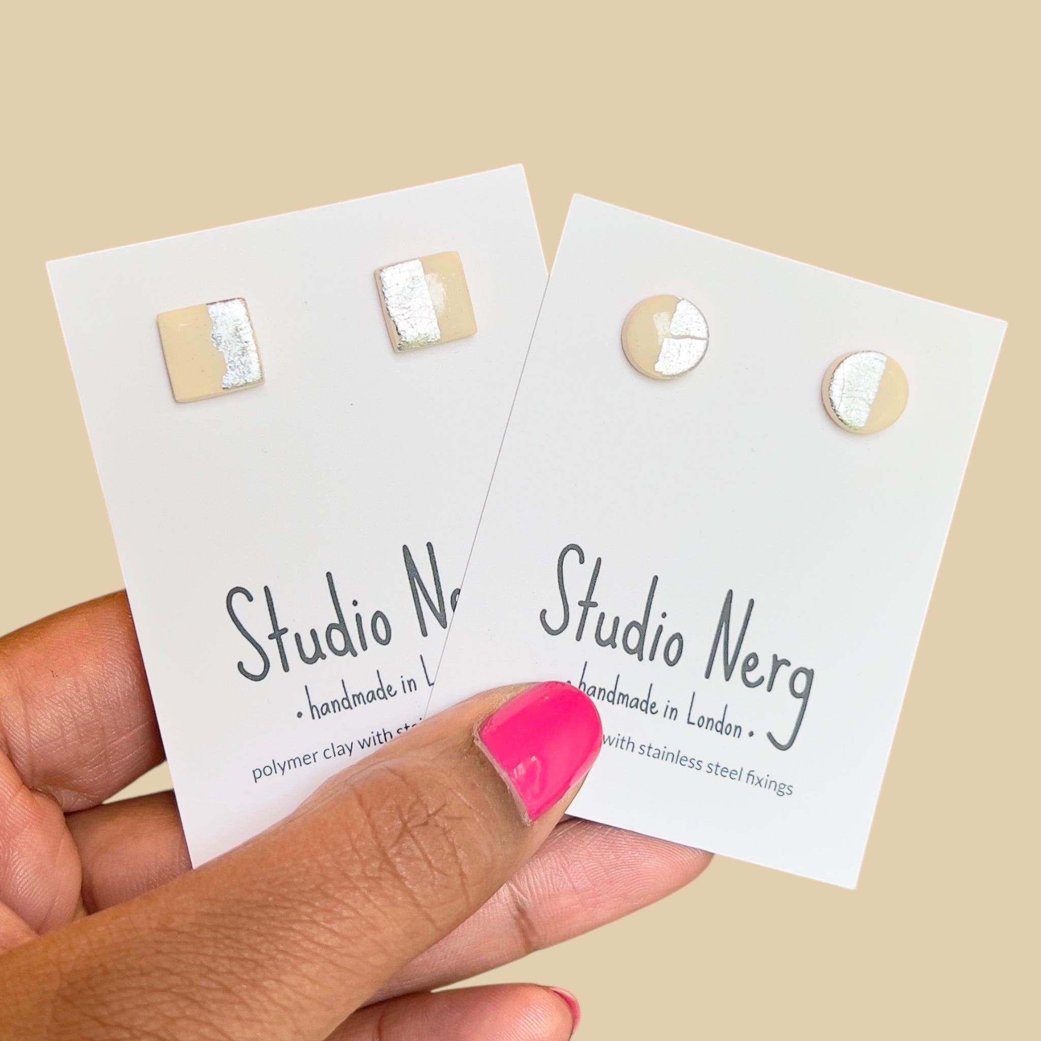 White & Silver Split Studs