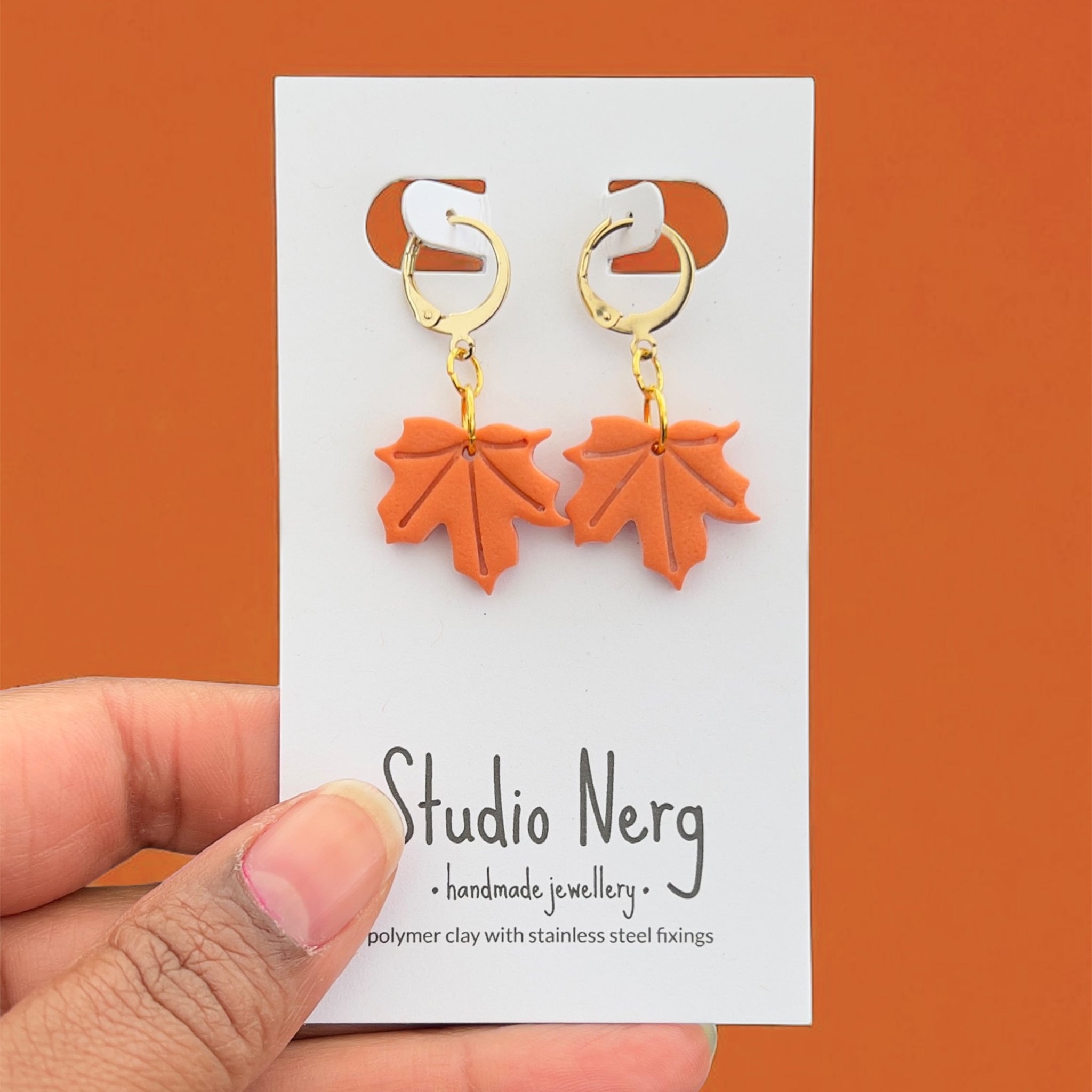 Maple Leaf Charm Huggie Hoops