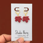 Maple Leaf Charm Huggie Hoops