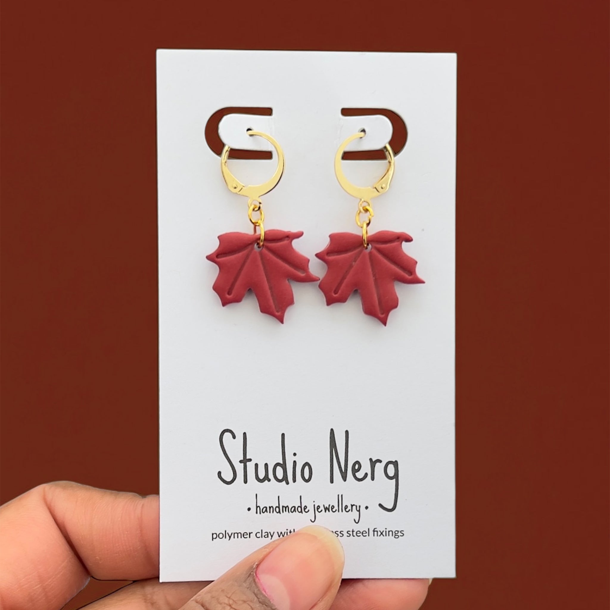 Maple Leaf Charm Huggie Hoops