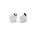 Handmade little ghost-shaped earrings on a white background.