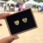 Yellow Crackle Studs | Ceramic Heart Studs