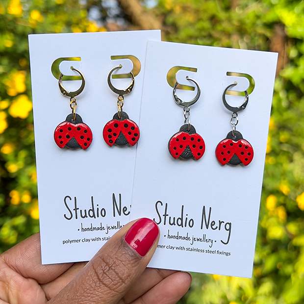 Ladybird Charm Huggie Hoops