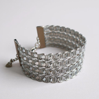 Wide Silver Sequin Bracelet | Sari Fabric Bracelet