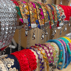 Gold Sequin & Rainbow Bunting Bracelet | Sari Fabric Bracelet