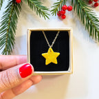 Holographic Glitter Star Charm Necklace | Gold or Silver