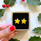 Holographic Glitter Star Studs | Gold or Silver