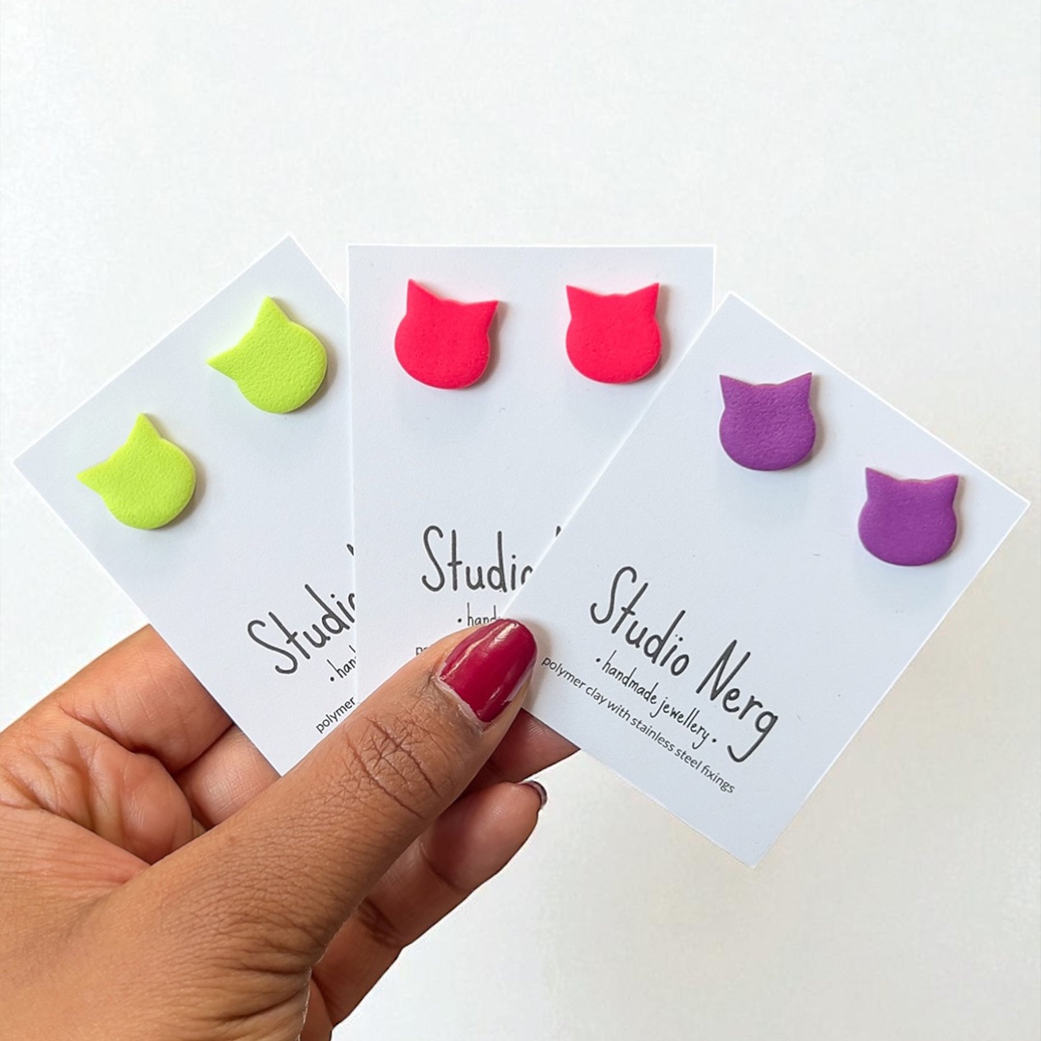 Colourful Cat Studs
