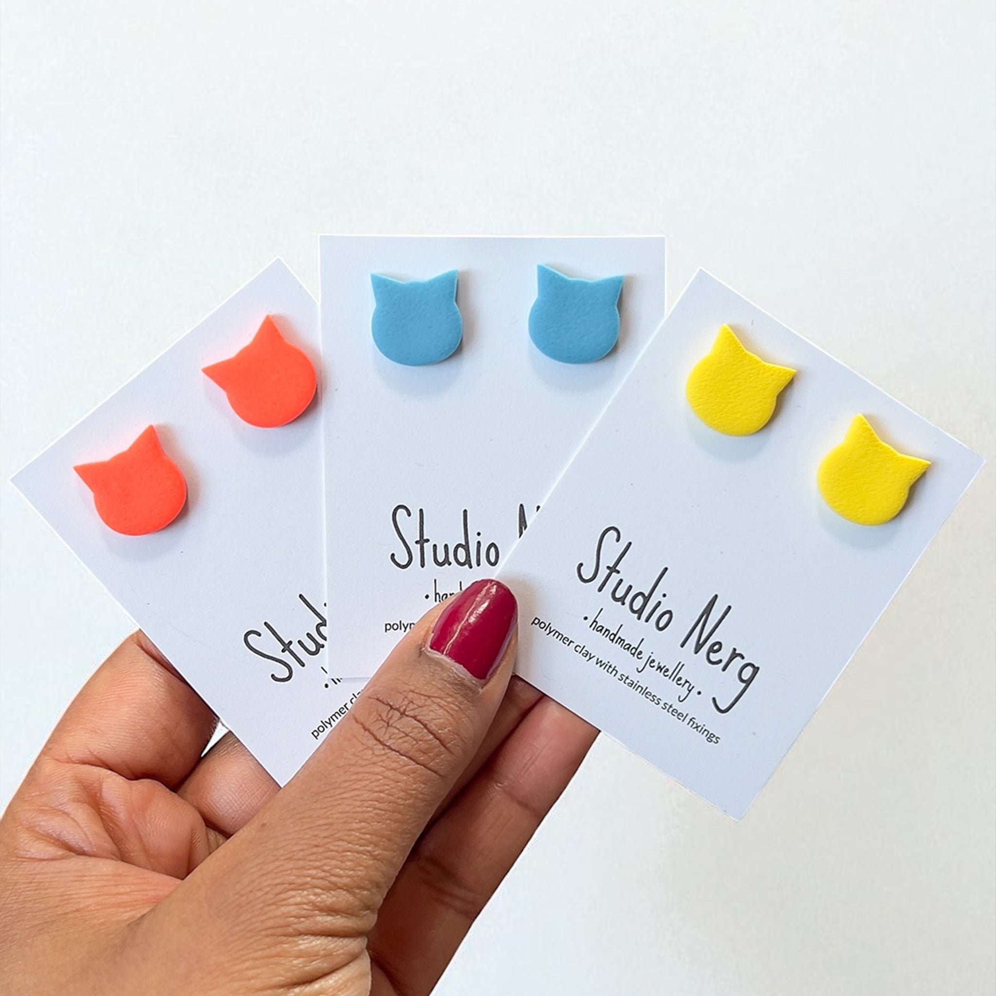 Colourful Cat Studs