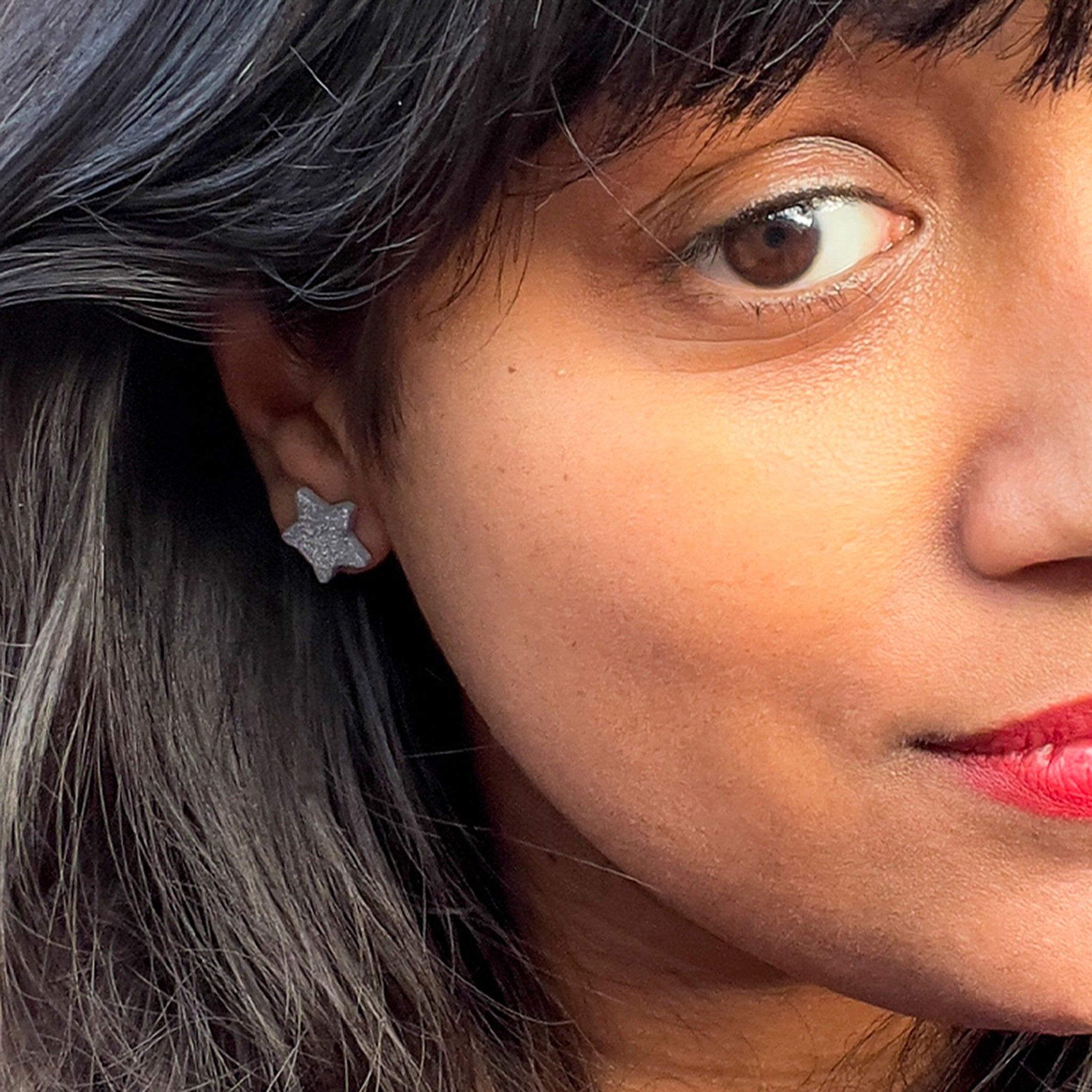 Holographic Glitter Star Studs | Gold or Silver