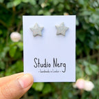Holographic Glitter Star Studs | Gold or Silver