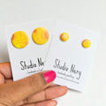 Yellow Sunflower Print Studs